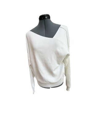 Line & Dot Off-Shoulder Cream Knit Sweater